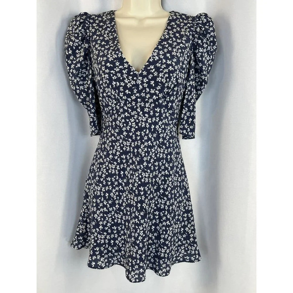 SALONI Colette Silk Minidress In Navy Painterly $550 - Picture 4 of 15